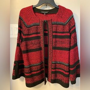 Ming Wang Medium Red & Black open front jacket